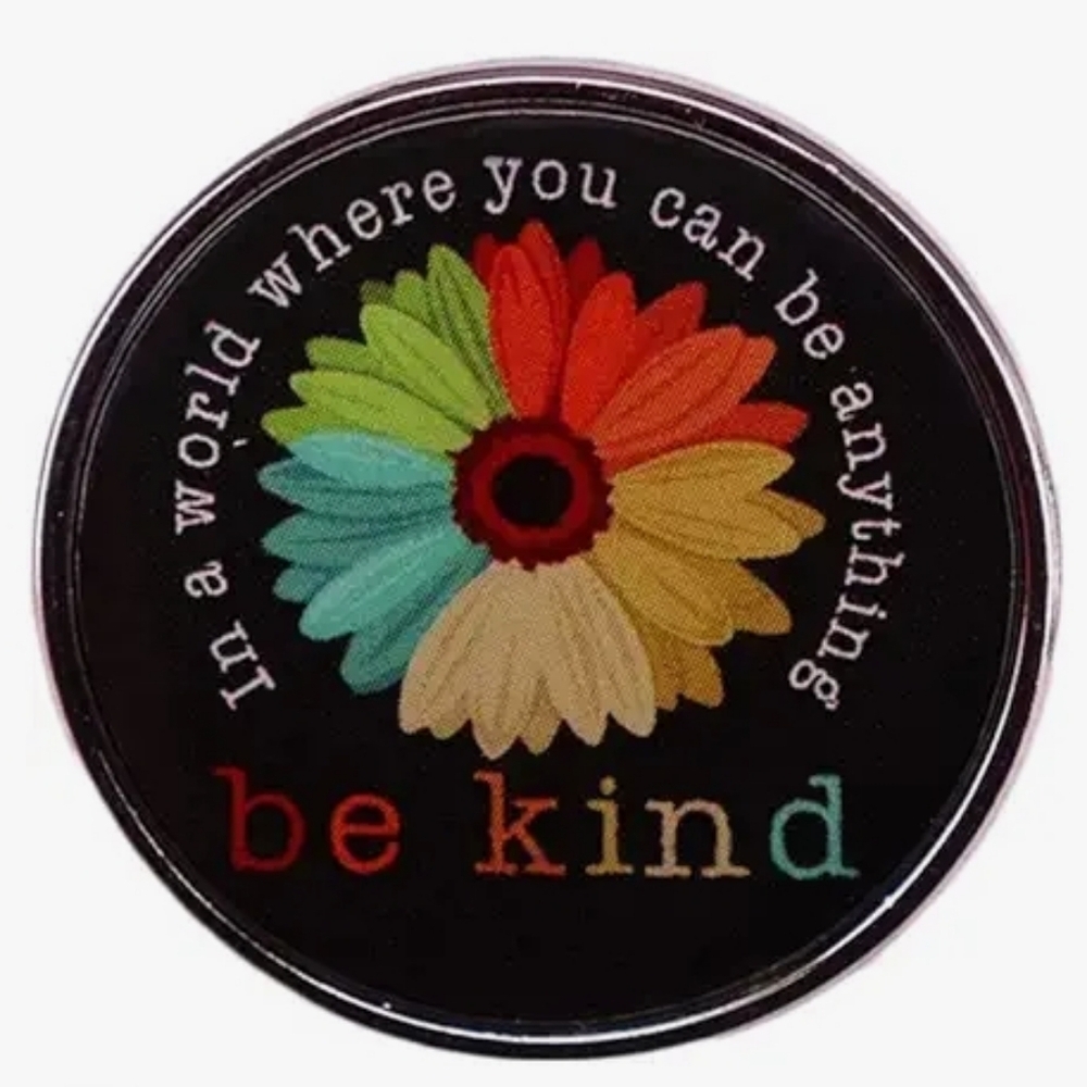 Be Kind Multicolor Floral Enamel Brooch Pin Plaque - Inspirational Home Decor